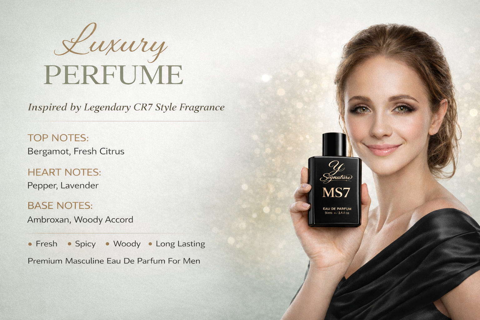 Luxury MS7 men’s perfume bottle by Y Signature inspired by CR7 style fragrance, premium long-lasting masculine eau de parfum